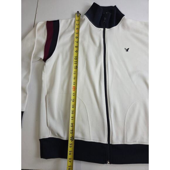 American Eagle Track Jacket Adult Large White Full Zip Pockets Embroidered Logo - Picture 2 of 7